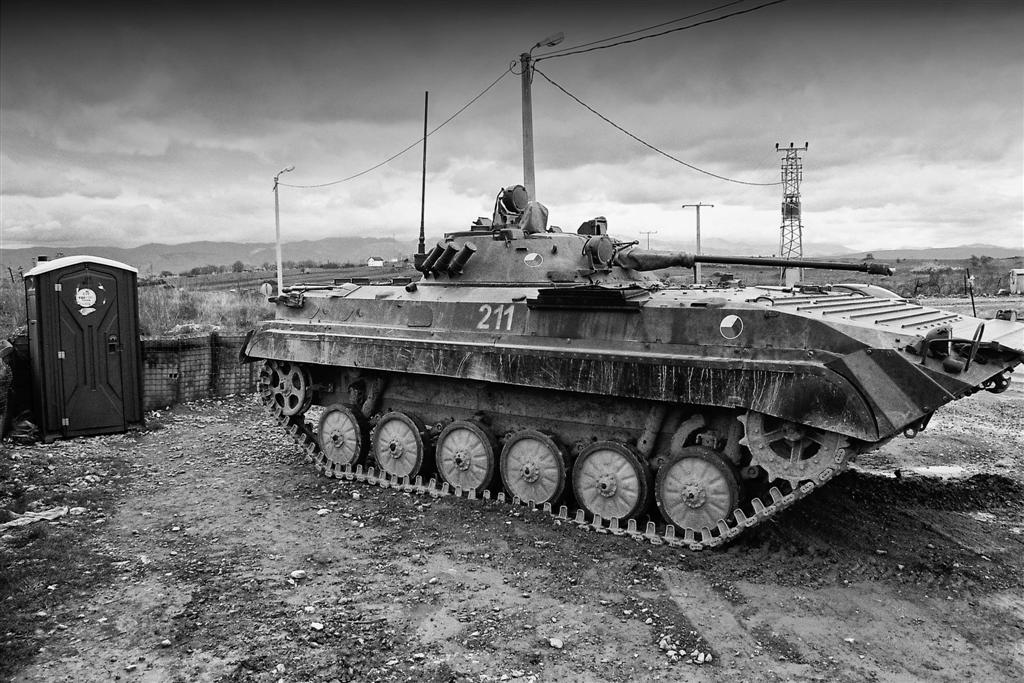 Slovak army tank on the Serbian border