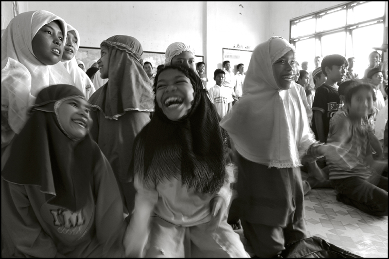 Girls having fun during the morning class at an orphanage in Banda Aceh Indonesia